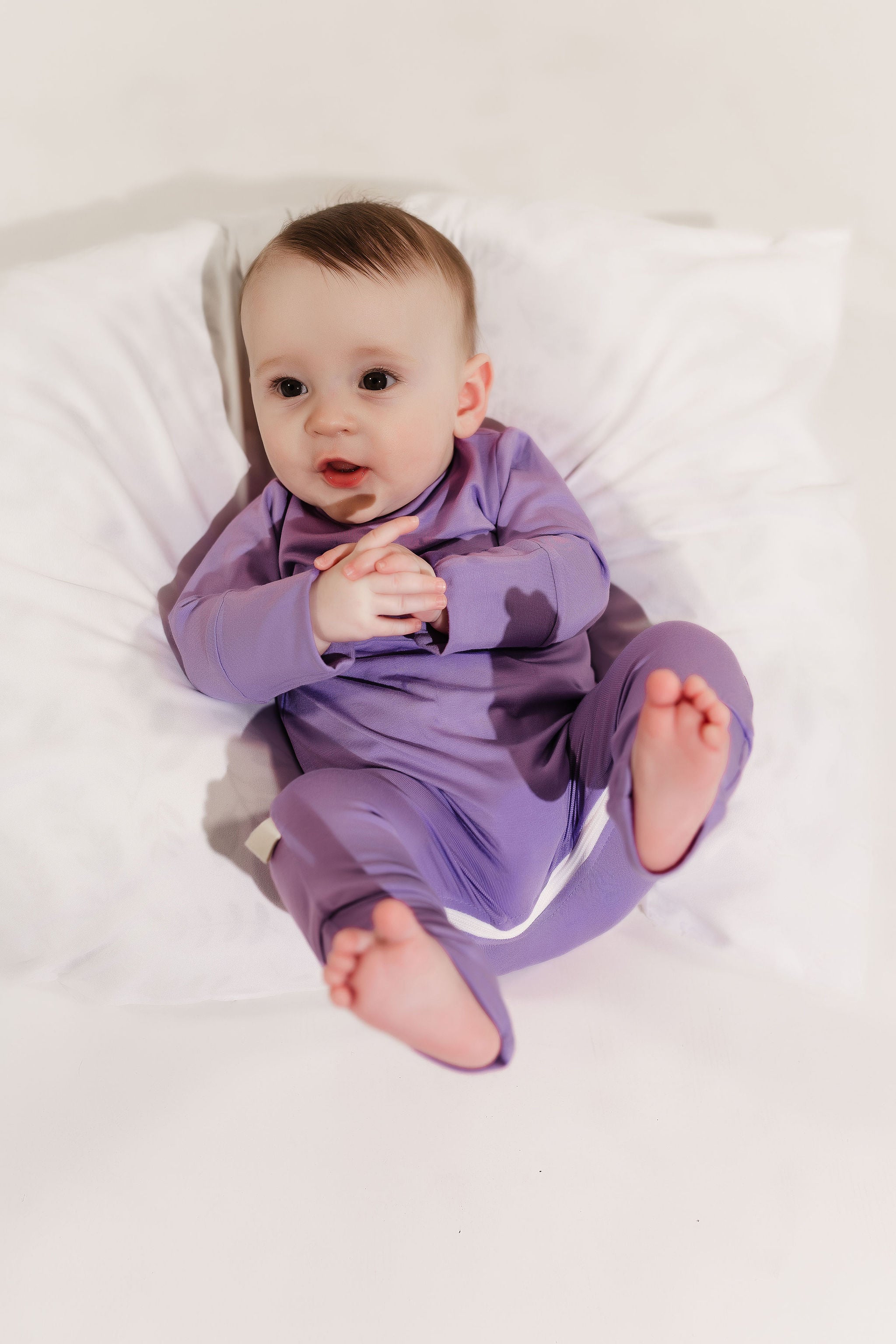 Lavender Bamboo Lyocell Zip Romper